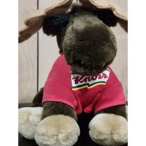 Knorr Soup Moose Advertising Promo Plush in Knorr T Shirt 9 Inch Seated Vtg RARE
